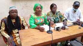 Les responsables du Front populaire contre la vie chère lors du point de presse animé le 30 mars 2022