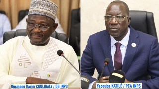 Le DG et le PCA de l’INPS, respectivement Ousmane Karim Coulibaly (à gauche) et Yacouba Katilé