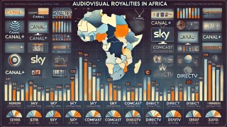 image-illustrant-un-article-sur-les-redevances-audiovisuelles-en-Afrique-un-graphique-à-barres-comparatif-affichant-les-droits-audio