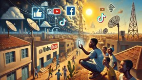 scène-dynamique-illustrant-le-phénomène-de-«-vidéomania-»-au-Mali-jeune-Malien-est-représenté-tenant-un-smartphone,-en-train-de-filmer-ou-de-diffuser-en-direc